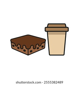 Drink and brownie set set food icon vector basic design simple and modern concept graphic