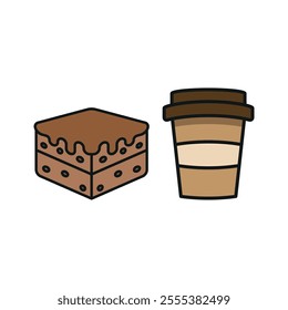 Drink and brownie set set food icon vector basic design simple and modern concept graphic