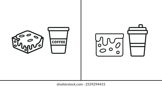 Drink and brownies set food dessert icon vector basic design simple and modern concept graphic