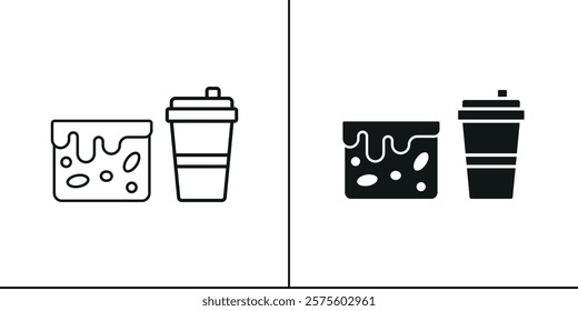 Drink and brownies set food dessert icon vector basic design simple and modern concept graphic