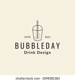 drink bubble boba hipster logo design vector graphic symbol icon sign illustration creative idea