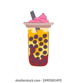 drink bubble tea cartoon. coffee milk, boba brown, beverage ice drink bubble tea sign. isolated symbol vector illustration