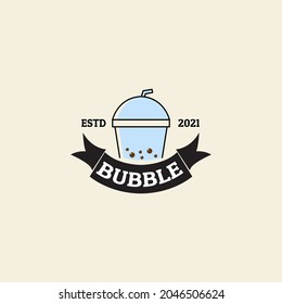 DRINK BUBBLE TEA CUP VINTAGE LOGO VECTOR SYMBOL ICON ILLUSTRATION DESIGN MINIMALIST