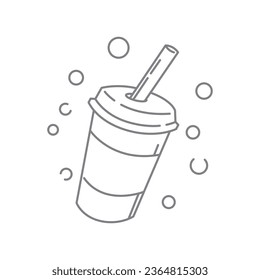 drink with buble color icon vector isolated on white background. line art, editable stroke.