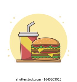 Drink and Burger Icon Design Vector