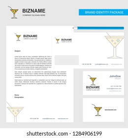 Drink Business Letterhead, Envelope and visiting Card Design vector template