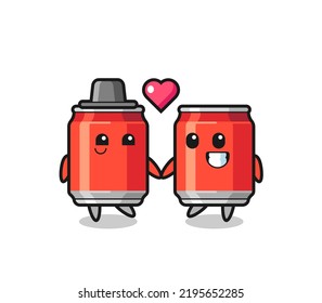 Drink Can Cartoon Character Couple With Fall In Love Gesture , Cute Style Design For T Shirt, Sticker, Logo Element