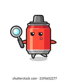 drink can cartoon character searching with a magnifying glass , cute style design for t shirt, sticker, logo element