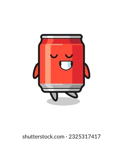 drink can cartoon illustration with a shy expression , cute style design for t shirt, sticker, logo element