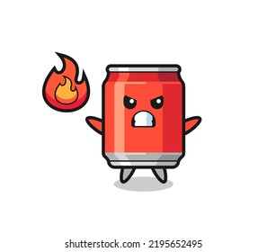 drink can character cartoon with angry gesture , cute style design for t shirt, sticker, logo element