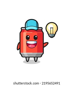drink can character cartoon getting the idea , cute style design for t shirt, sticker, logo element
