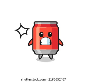 drink can character cartoon with shocked gesture , cute style design for t shirt, sticker, logo element