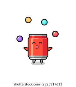 the drink can circus cartoon juggling a ball , cute style design for t shirt, sticker, logo element