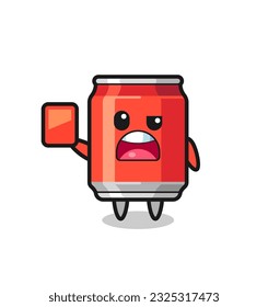 drink can cute mascot as referee giving a red card , cute style design for t shirt, sticker, logo element