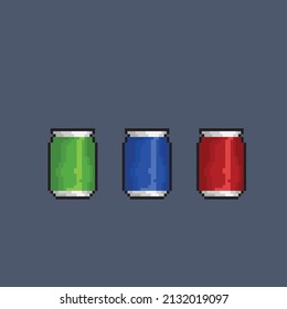 drink can with different color in pixel style