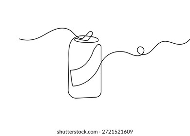El icono de la bebida puede dibujar una línea continua y el estilo minimalista aísla la Ilustración vectorial del contorno
