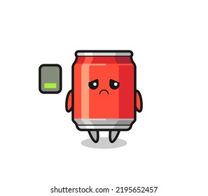 drink can mascot character doing a tired gesture , cute style design for t shirt, sticker, logo element
