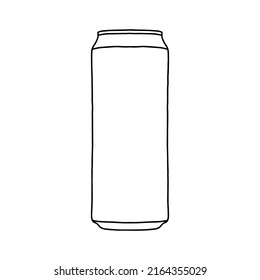 Drink can mockup. Hand drawn aluminum can vector illustration for design.