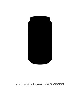 Drink can silhouette vector flat design on white background.