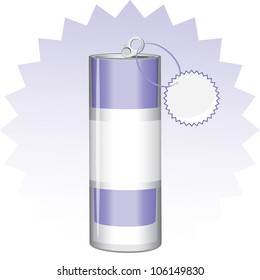 Drink can with tag. Vector