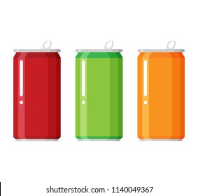 Drink can vector icons set isolated on white background.