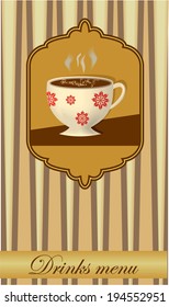 Drink card design with a cup in old style
