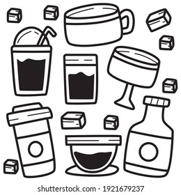drink cartoon doodle design for wallpaper, stickers, coloring books, pins, emblems, logos and more