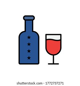Bebe champán la bandera de los Estados Unidos como ilustración de un icono