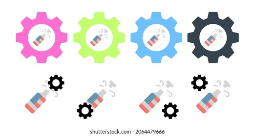 Drink champagne usa flag vector icon in gear set illustration for ui and ux, website or mobile application