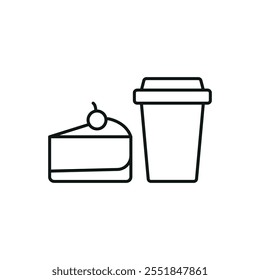 Beber e cheesecake definir ícone alimentar vetor projeto básico simples e moderno conceito gráfico