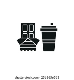 Drink and chocolate bar set food icon vector basic design simple and modern concept graphic
