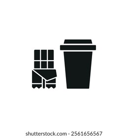 Drink and chocolate bar set food icon vector basic design simple and modern concept graphic
