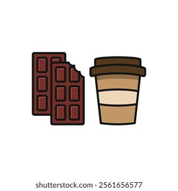 Drink and chocolate bar set food icon vector basic design simple and modern concept graphic