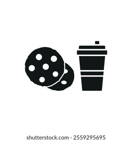 Drink and chocolate chip cookies set food icon vector basic design simple and modern concept graphic