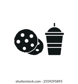 Drink and chocolate chip cookies set food icon vector basic design simple and modern concept graphic