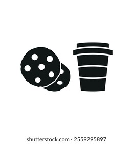 Drink and chocolate chip cookies set food icon vector basic design simple and modern concept graphic