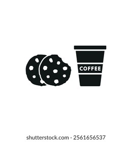 Drink and chocolate chip cookies set food icon vector basic design simple and modern concept graphic