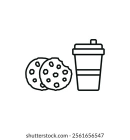 Drink and chocolate chip cookies set food icon vector basic design simple and modern concept graphic