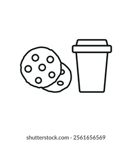 Drink and chocolate chip cookies set food icon vector basic design simple and modern concept graphic