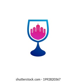Plantilla vectorial del logotipo de Ciudad Bebida, conceptos de diseño del logotipo de Edificio Creativo