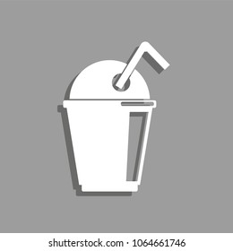 Drink in a closed glass with a tube. Vector icon.