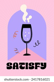 Drink, Cocktail Or Beverage Retro Pink Poster