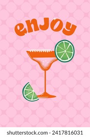 Drink, Cocktail Or Beverage Retro Pink Poster