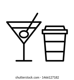 drink cocktail coffe black icon in flat style isolated. Vector Symbol illustration