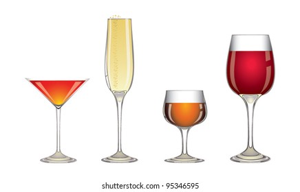 drink and cocktail set  isolated on white