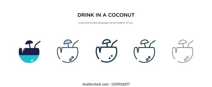 drink in a coconut icon in different style vector illustration. two colored and black drink in a coconut vector icons designed filled, outline, line and stroke style can be used for web, mobile, ui