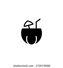Drink coconut vector icon in black solid flat design icon isolated on white background