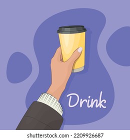 Dragar mano de café linda ilustración plana vectorial