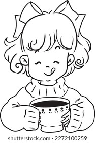 Drink coffee cartoon doodle kawaii anime coloring page cute illustration clipart character chibi manga comic drawing line art free download