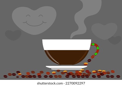 Drink coffee with friends vector illustration. cappuccino, espresso, Have a break and human hands with a cup os hot coffee. Flat retro style. Enjoy coffee your free time